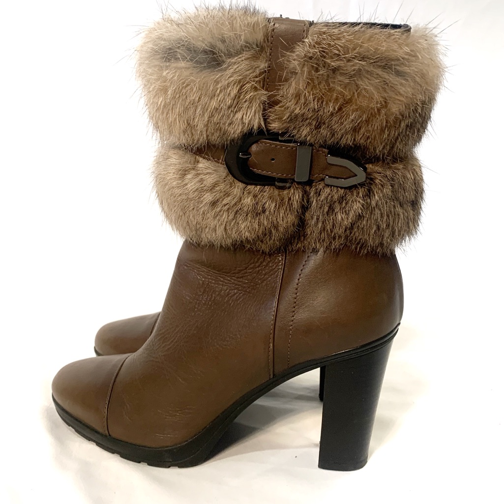 Aquatalia Pop Canyon Calf Leather Bootie With Fur
